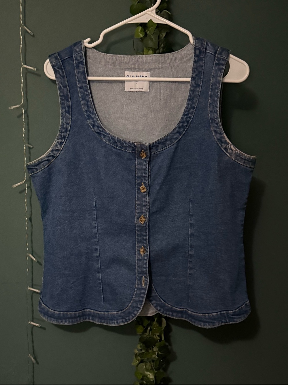 Old Navy Blue Denim Button-Front Tank Top